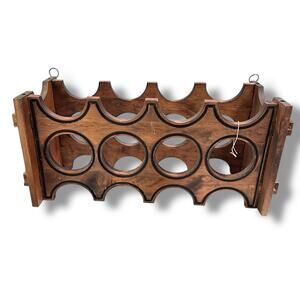 Vintage 1970s 60s Kartell Style Stacking Wood Wine Rack - MCM Retro Flat